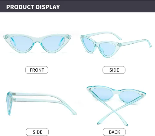 Vista 3 de Lentes de sol retro para mujer, con marco de plástico y diseño con estilo ojo de gato YOSHYA