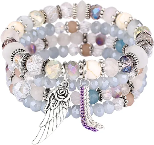 Vista 5 de 4 juegos de pulseras bohemias hechas a mano con múltiples capas para mujer