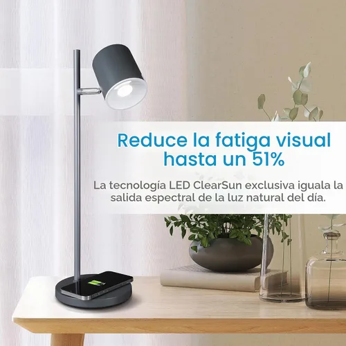 Vista 3 de OttLite Good Housekeeping - Lámpara de escritorio LED moderna, carga