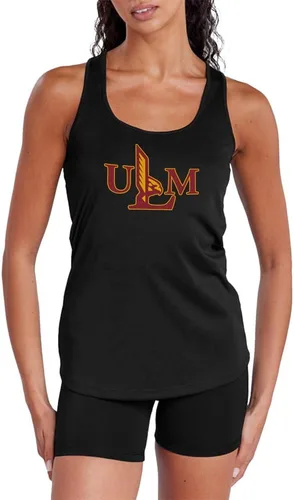 Vista 238 de Camiseta deportiva sin mangas oficial de NCAA Collegiate para mujer, con espalda cruzada, colección con logotipo primario