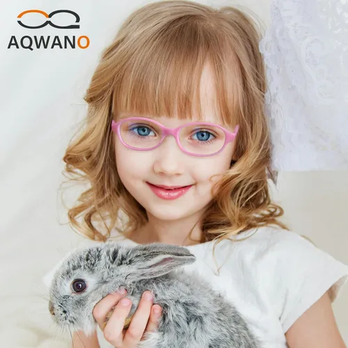 Vista 10 de AQWANO Children Optical Glasses Frame tr90 Flexible Bendable One-piece Safe Eyeglasses Girls Boy