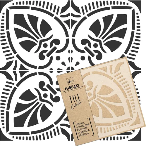 Vista 12 de NAKLEO Plantilla de plástico reutilizable para azulejos, flor de diente de león de Alicante, geométrica marroquí, bloque de pavimento, piso