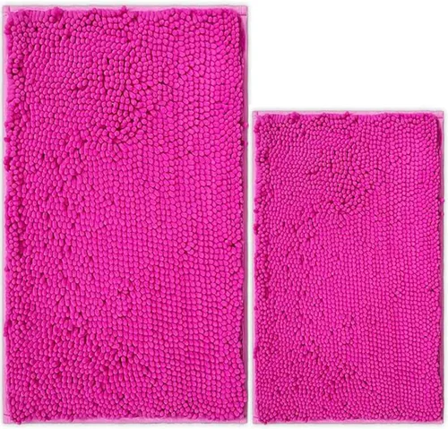 Vista 35 de Juego de 2 tapetes de baño de chenilla, superabsorbentes, con fuerte respaldo antideslizante de PVC, tapetes de baño para baño, peludos