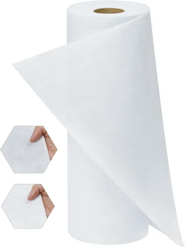 Vista 8 de PLANTIONAL Forro polar fusible planchado: 11.8 pulgadas x 10 yardas de peso medio loft unilateral para planchar en vellón fusible blanco