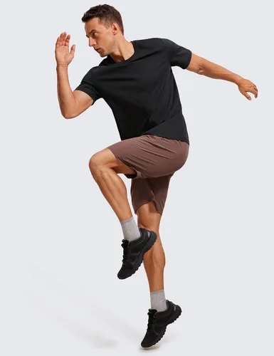 Vista 4 de CRZ YOGA Camiseta de manga corta de algodón y poliéster para hombre, ajuste clásico, informal, para entrenamiento, suave, de primera calidad