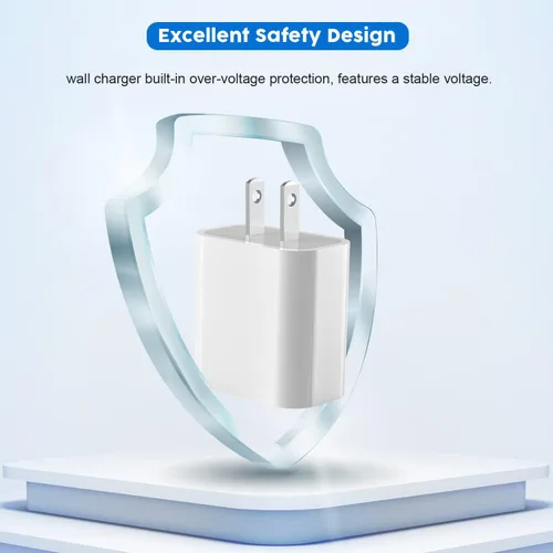 Vista 5 de Cargador de iPhone de 10 pies, bloque de carga rápida iPhone 14, cable USB C a Lightning de carga rápida de 10 pies y bloque de cargador de pared