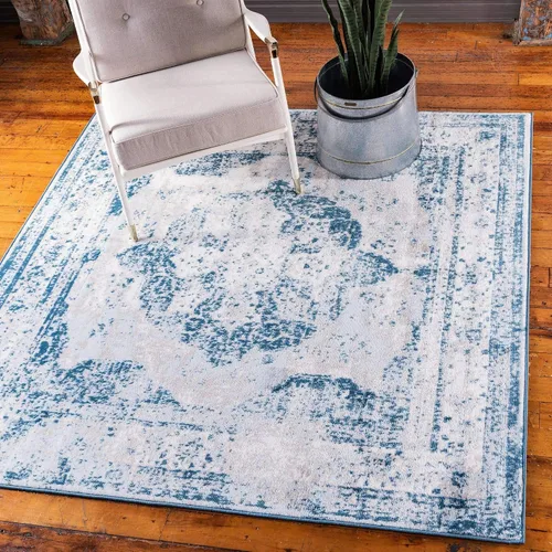 Vista 40 de Unique Loom, colección Sofía - Alfombra de la colección Salle Garnier (4' 1" x 6' 1", turquesa/azul, rectangular)