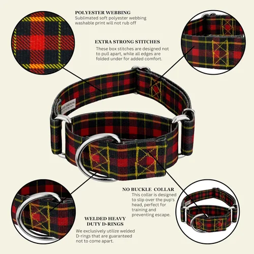 Vista 8 de Country Brook Petz - Collar de perro Martingala a cuadros de búfalo (1 1/2 pulgadas, mediano)