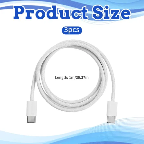 Vista 2 de Cable USB C a USB C de 60 W USB-C de carga rápida de 3 pies de nailon trenzado USBC a USBC cables de carga rápida USBTypeC cable de carga
