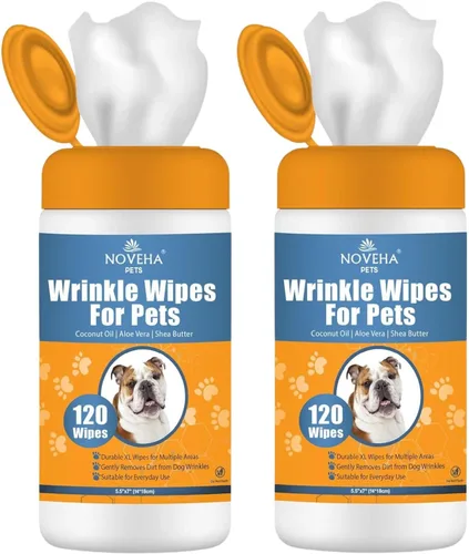Vista 12 de NOVEHA 120 toallitas para mascotas formuladas XL para perros y gatos, seguras para pliegues faciales y de dedos, axilas, ingle, puntos calientes