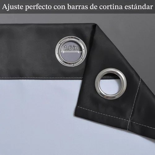 Vista 4 de SimpleHome Cortinas Ombre de negro a gris y blanco para sala de estar, 42