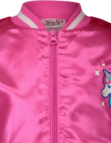 Vista 3 de JoJo Siwa Chaqueta bombardera con cremallera de lentejuelas para niñas de unicornio para niños pequeños a niños grandes