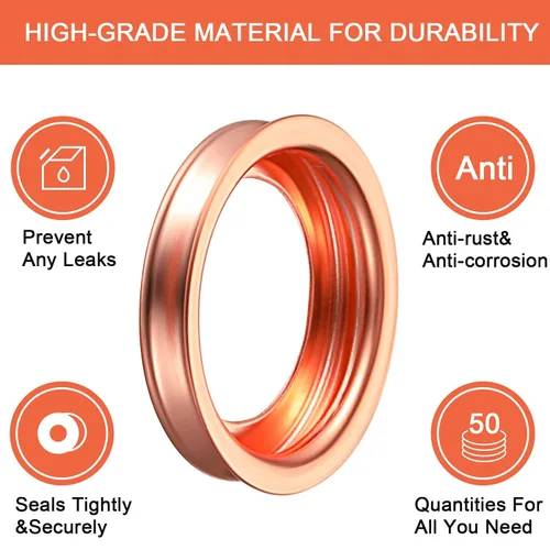 Vista 4 de Mudder 30 piezas de junta de tapón de drenaje de 12 mm, junta de tapón de drenaje de aceite de aluminio para motor, arandelas de aplastamiento