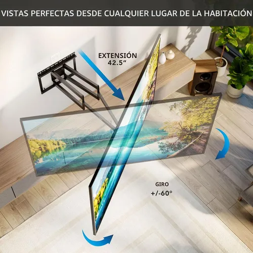 Vista 4 de Mount-It! Soporte de pared para TV de movimiento completo de brazo largo esquinero, extensión extra larga de 42.5 pulgadas, soporte de brazo doble