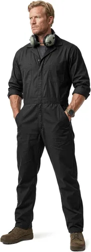 Vista 12 de CQR - Overol para hombre con manga corta, cremallera frontal, múltiples bolsillos, resistente a las manchas y a las arrugas Vortex Álamo Caqui