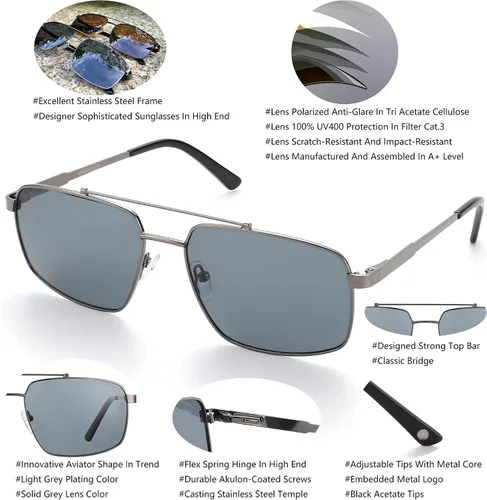 Vista 3 de Eyedventure - Gafas de sol rectangulares para hombre protección UV400 polarizada