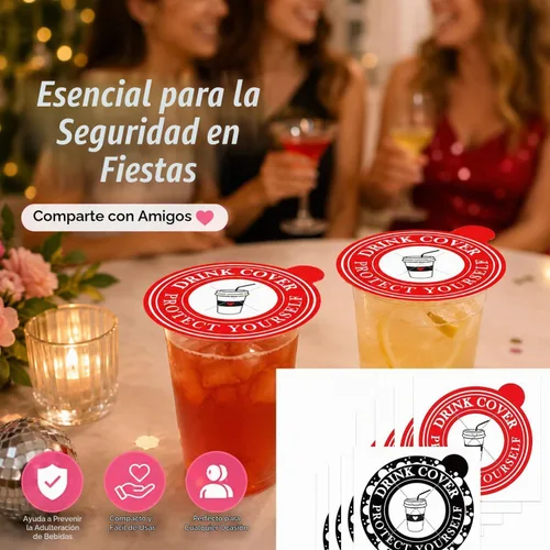 Vista 5 de 50 calcomanías antipicas para bebidas para protección contra el alcohol