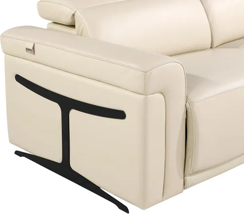 Vista 5 de Blackjack Furniture Mario - Sofá biplaza reclinable de cuero italiano de grano superior con reposacabezas y asientos ajustables, cargadores USB