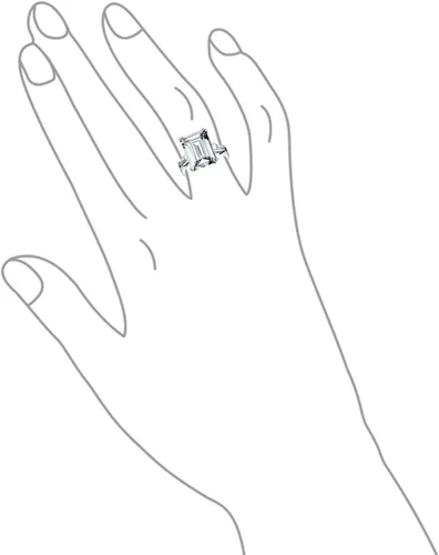Vista 3 de Anillo de compromiso de plata de ley 925 chapada en oro amarillo de 14 quilates circonita cúbica AAA corte esmeralda estilo Art Deco para mujer