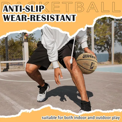 Vista 6 de Profesional Piel de Grano Superior de Vaca Baloncesto, Bola de Cuero para Juego Interior para Competencia y Entrenamiento Marrón