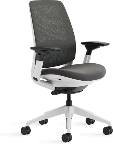 Vista 8 de Silla de oficina Steelcase Serie 2, marco de grafito, Cogent Connect Aubergine, ruedas para piso duro