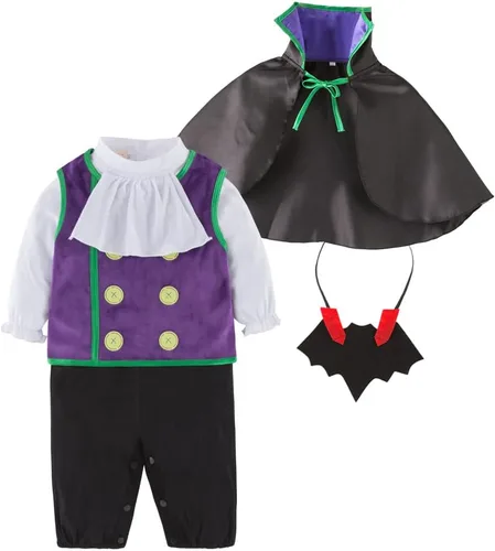 Vista 2 de LXKIKMM Conjunto de 4 piezas de disfraz de vampiro de Halloween para bebé
