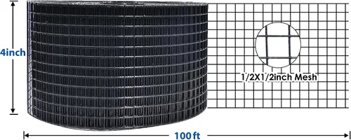 Vista 2 de Protección para Panel Solar, Rollo de 10 cm X 30 m de Malla Protectora para Panel Solar con Recubrimiento de PVC, Disuasorio de Palomas Negras