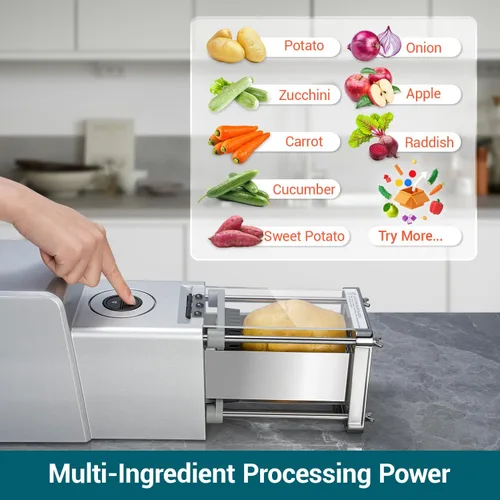 Vista 6 de Sopito Cortador de Papas Fritas Eléctrico Cortador de Papas de Acero Inoxidable con Cuchillas de 1/2 y 3/8 Pulgadas para Papas, Zanahorias, Pepinos