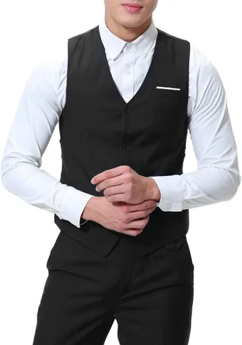 Vista 7 de Cloudstyle Chaqueta de color sólido de 3 piezas con 2 botones y ajuste delgado para hombre, traje formal de boda inteligente