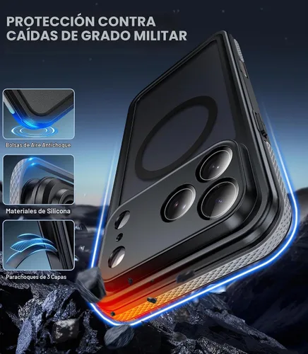 Vista 5 de Oterkin Funda magnética para iPhone 16 impermeable, translúcida mate [compatible con Magsafe] [lente y protector de pantalla integrados] cubierta