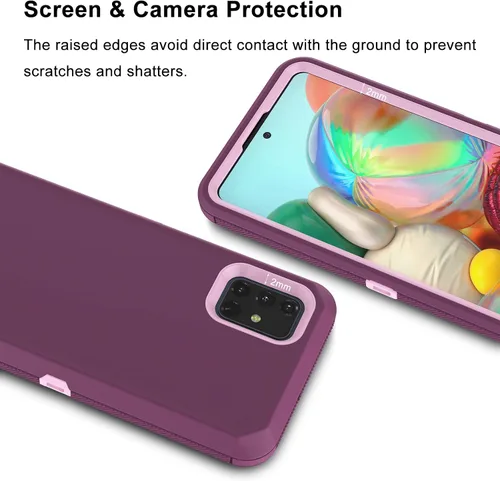Vista 5 de Funda para Galaxy A51 4G (no compatible con la versión A51 5G), a prueba de golpes, resistente, de plástico duro, parachoques de goma de plástico