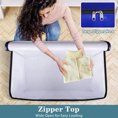 Vista 6 de HomeHacks Bolsas de Mudanza Resistentes con Cremalleras Fuertes y Asas, Bolsas de Mudanza Plegables, Contenedores de Almacenamiento para Embalaje
