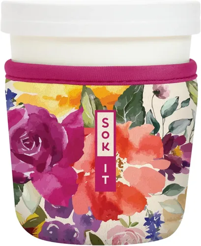Vista 117 de Sok It IceCreamSok - Funda de neopreno aislada (flores abstractas, pintas de helado cónicas)