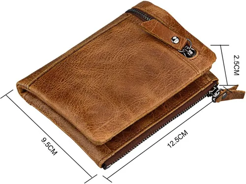 Vista 2 de TAUFE Men's Wallets, Men's Crazy Horse Leather Leather Wallet for Man Wallet Short (Color Coffee)