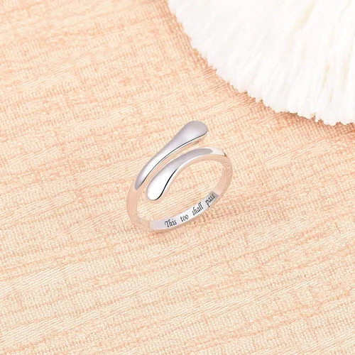 Vista 3 de Fookduoduo - Anillo de plata esterlina 925, joyas ajustables, anillos abiertos para mujeres y niñas