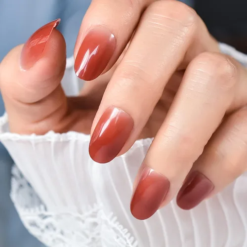 Vista 36 de Gelnails - Uñas postizas cortas a presión con punta francesa blanca, 30 Almendra francesa blanca