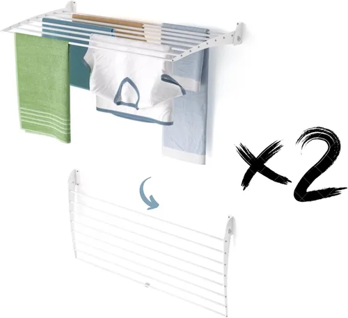 Vista 28 de foxydry Rejilla de secado plegable para montar en la pared, plegable que ahorra espacio, 24 pulgadas Negro - Cerrando