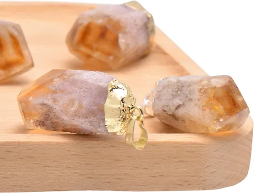 Vista 2 de Paialco Handmade Natural Irregular Citrine Crystal Raw Gemstone Pendant Necklace