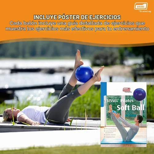 Vista 5 de SISSEL Pilates Soft Ball Gray 8.5 in Phthalate- & Latex-Free PVC for Deep Relaxation & Muscle Strengthening 340 lbs Capacity Includes Azul