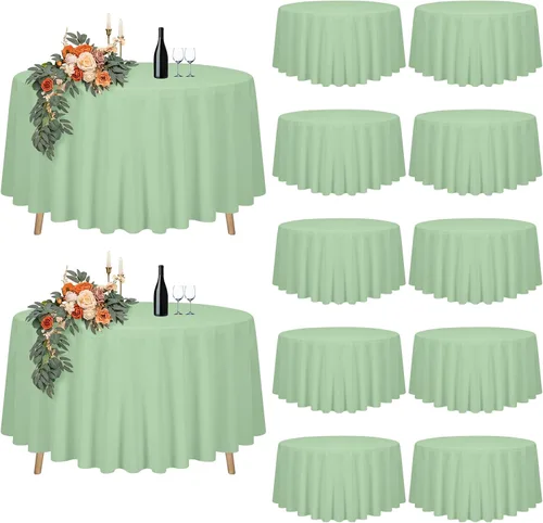 Vista 33 de Paquete de 12 manteles rectangulares beige para mesas de 6 pies de 60 x 102 pulgadas, manteles impermeables beige a granel para bodas, poliéster