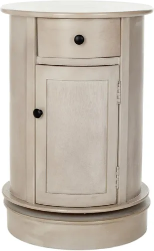 Vista 9 de SAFAVIEH Home Collection - Mesa decorativa negra Tabitha, mesa auxiliar redonda giratoria con 1 cajón y almacenamiento interior de gabinete, diseño
