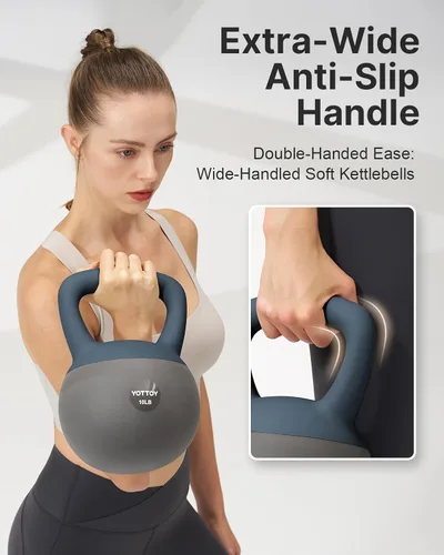 Vista 5 de YOTTOY Pesa rusa suave, juego para entrenamiento de fuerza y entrenamientos en casa, base acolchada de lados suaves, mango ancho, ideal