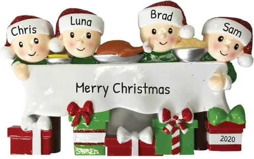 Vista 6 de Adorno de Navidad familiar personalizado – Adornos personalizados de familia de 6, adorno de Navidad personalizado para mesa de comedor familiar