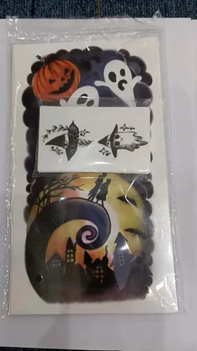 Vista 8 de Yazhiji 40 hojas de tatuajes temporales de Halloween, calabaza, bruja, azúcar, cráneo, tatuajes familiares, para mujeres, hombres, niños y niñas