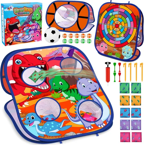 Vista 8 de Juego de lanzamiento de bolsas de frijoles de animales, juego de lanzamiento al aire libre, suministros de fiesta familiar para niños, regalo