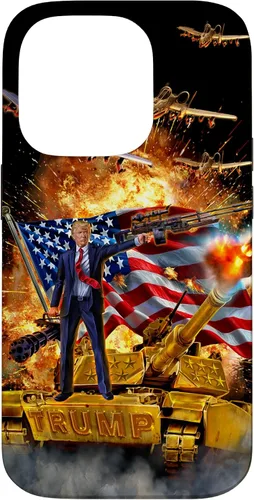 Vista 17 de iPhone 16 Presidente Donald Trump monta una funda dorada