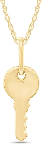 Vista 4 de Clave de pequeño encanto colgante en 10K oro macizo
