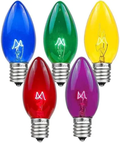 Vista 2 de Juego de luces de Navidad transparentes C9, cadena de luz para interior o exterior, para árbol de Navidad, luces colgantes para la línea de techo