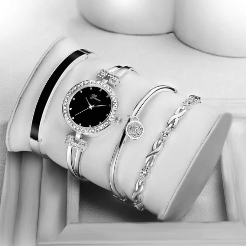 Vista 3 de Weicam Elegante pulsera de cuatro piezas para mujeres y niñas, reloj de pulsera analógico de cuarzo