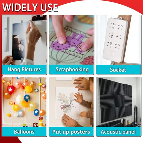 Vista 7 de Double Sided Sticky Tape, No Glue Residue Removable Stickers for Walls